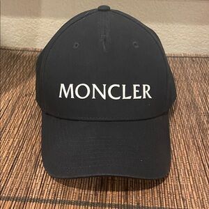Moncler Black Baseball Cap with White Logo
